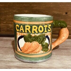 Country Market Carrots Ceramic Mug-Orange/Green